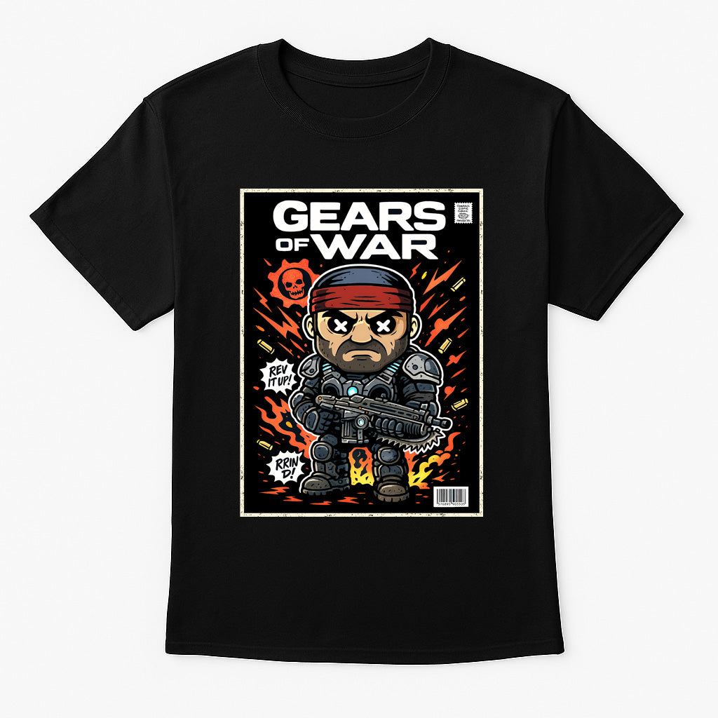 Gears of War Marcus Fenix “Rev It Up” Unisex T-Shirt – Retro COG Soldier Graphic Tee