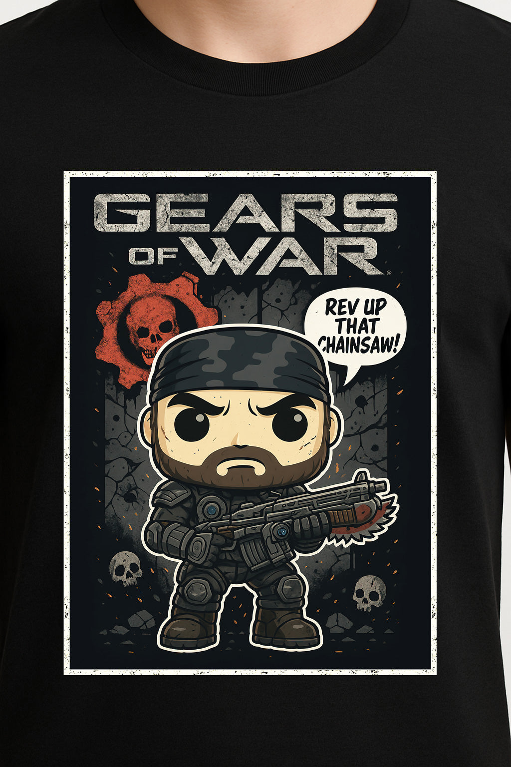 Gears of War Marcus Fenix “Rev Up That Chainsaw” Unisex T-Shirt – Classic COG Soldier Tee