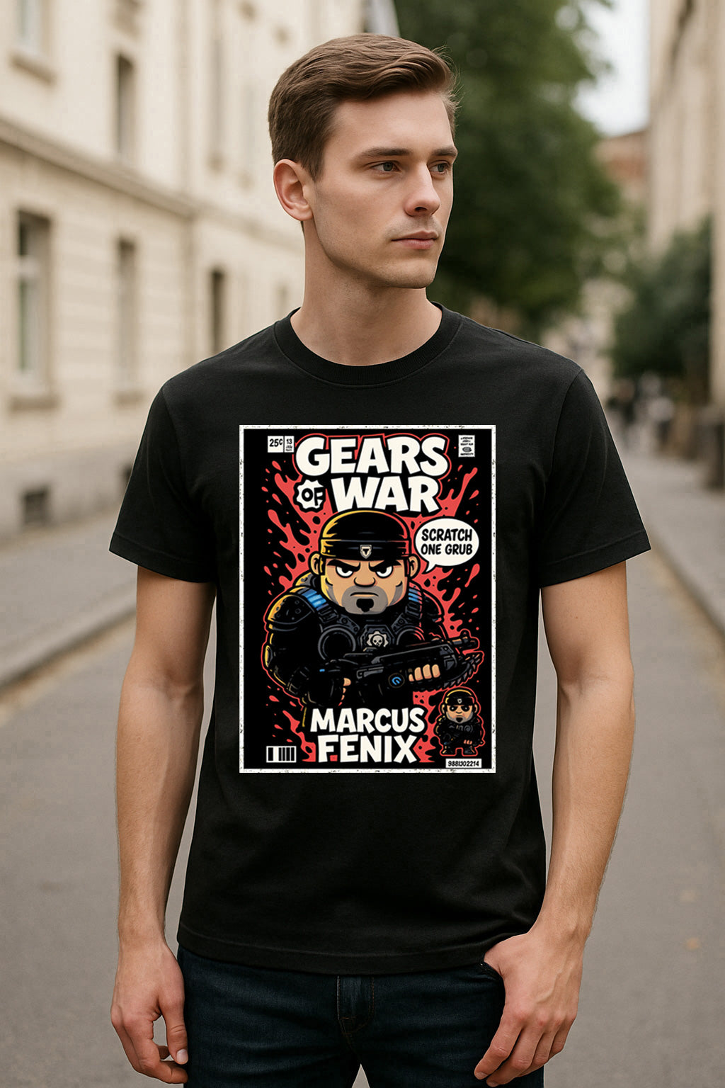 Gears of War Marcus Fenix “Scratch One Grub” Unisex T-Shirt – Classic COG Hero Graphic Tee