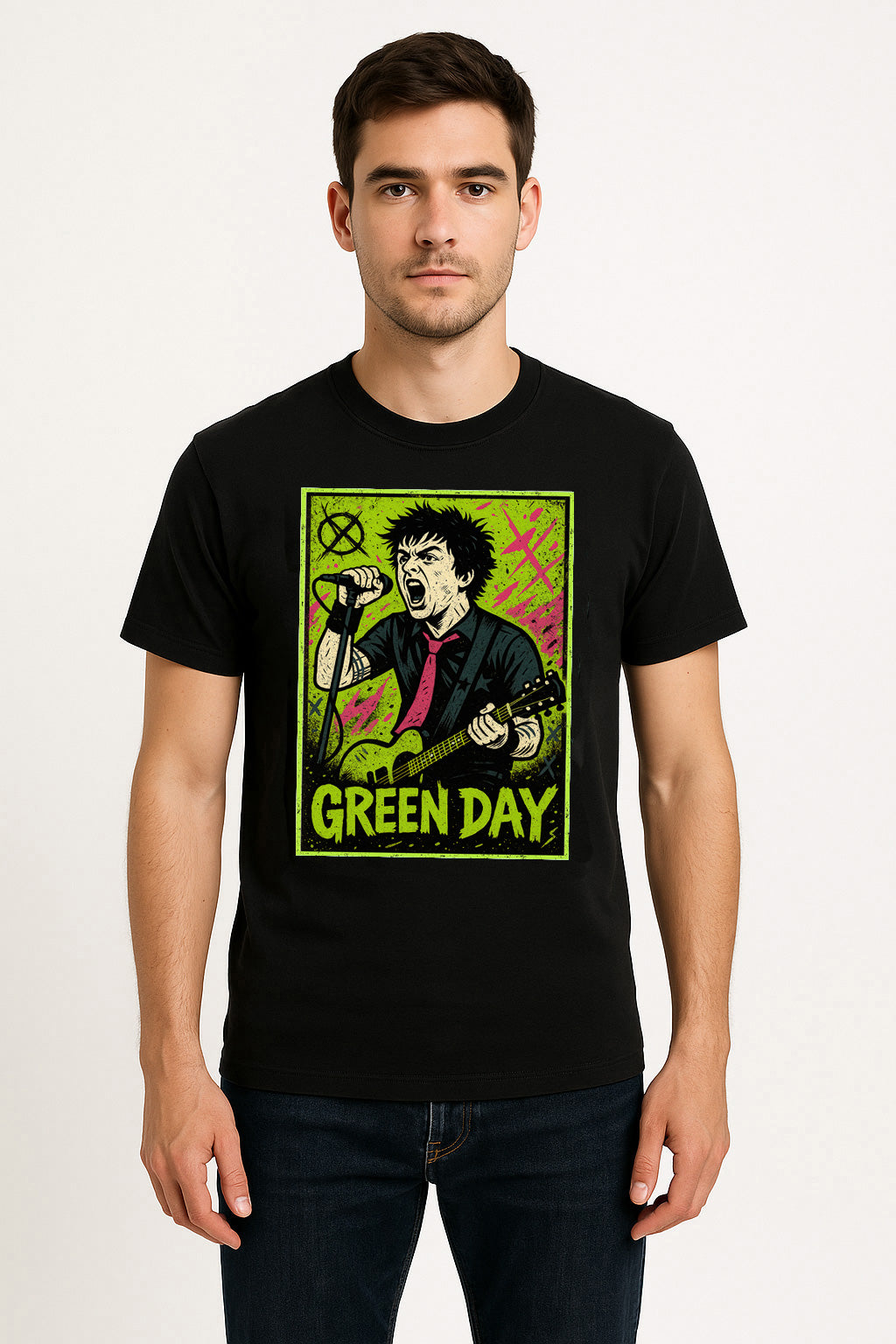 Green Day Billie Joe Armstrong Unisex T-Shirt – Graphic Punk Rock Pop Punk Band Music Design Tee