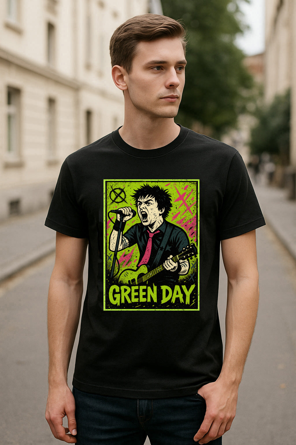 Green Day Billie Joe Armstrong Unisex T-Shirt – Graphic Punk Rock Pop Punk Band Music Design Tee