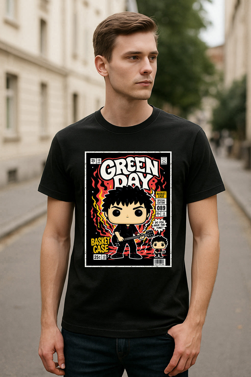 Green Day “Basket Case” Unisex T-Shirt – Comic Style Pop Art Band Graphic Tee