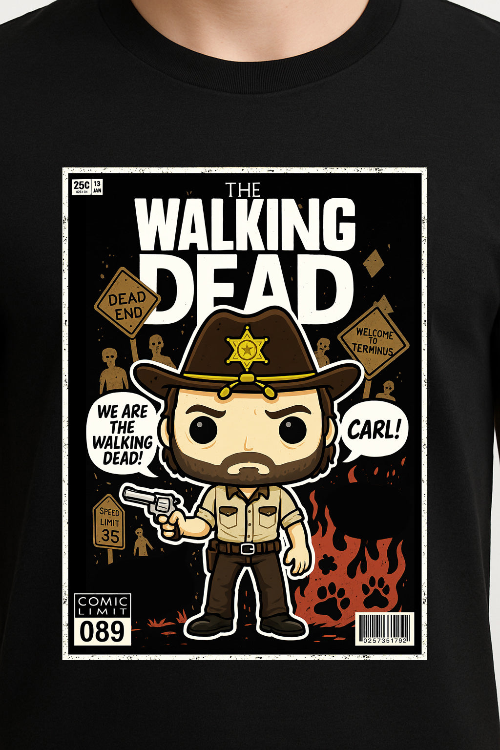The Walking Dead “We Are the Walking Dead” Comic Style T-Shirt – Rick Grimes Graphic Tee