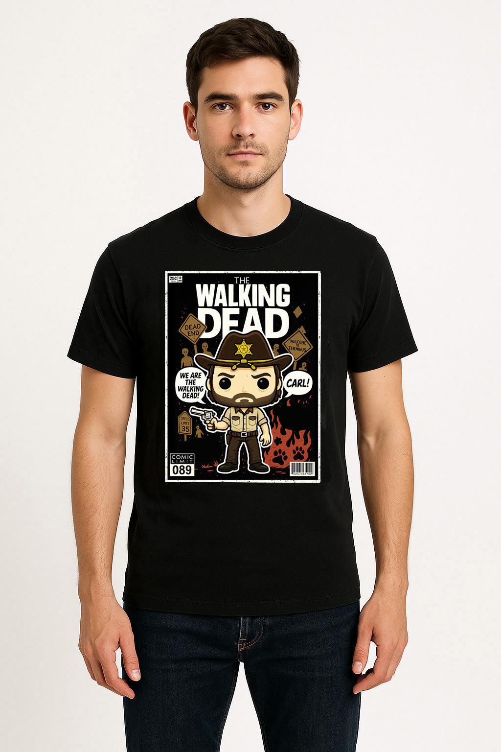 The Walking Dead “We Are the Walking Dead” Comic Style T-Shirt – Rick Grimes Graphic Tee