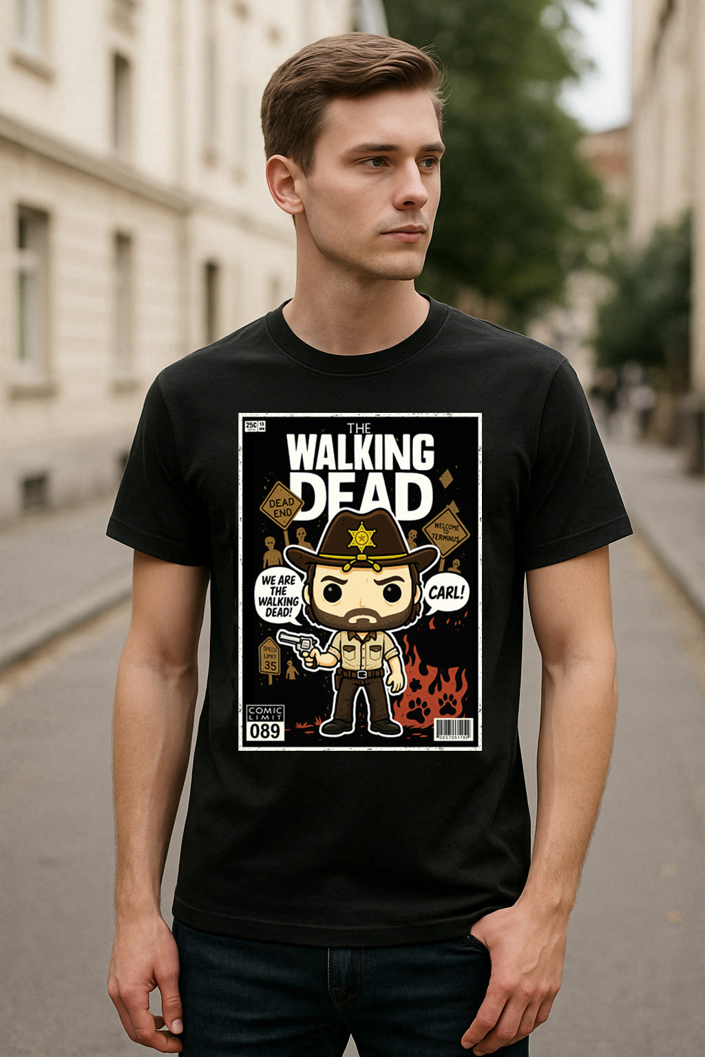 The Walking Dead “We Are the Walking Dead” Comic Style T-Shirt – Rick Grimes Graphic Tee