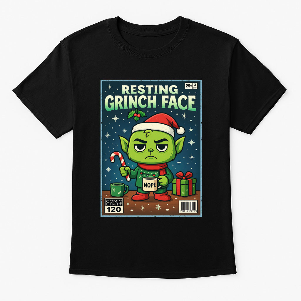 Resting Grinch Face Funny Christmas Unisex Christmas T-Shirt or Hoodie