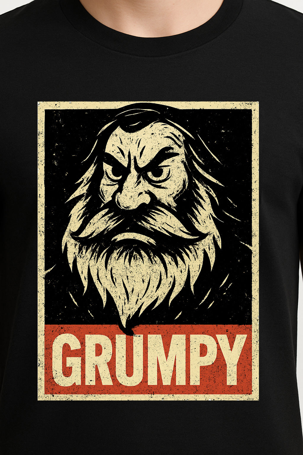 Grumpy Vintage Beard Unisex T-Shirt – Classic Angry Mood Funny Old Man Retro Graphic Tee