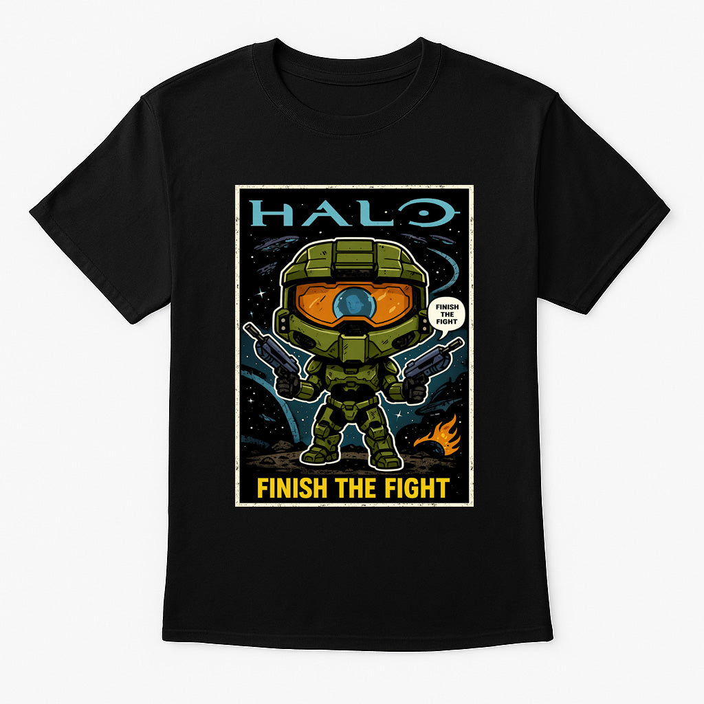 Halo “Finish the Fight” Unisex Comic T-Shirt – Legendary Spartan Warrior Gamer Tee