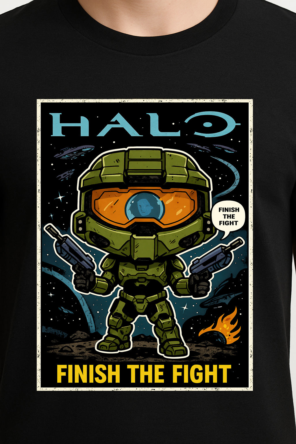 Halo “Finish the Fight” Unisex Comic T-Shirt – Legendary Spartan Warrior Gamer Tee
