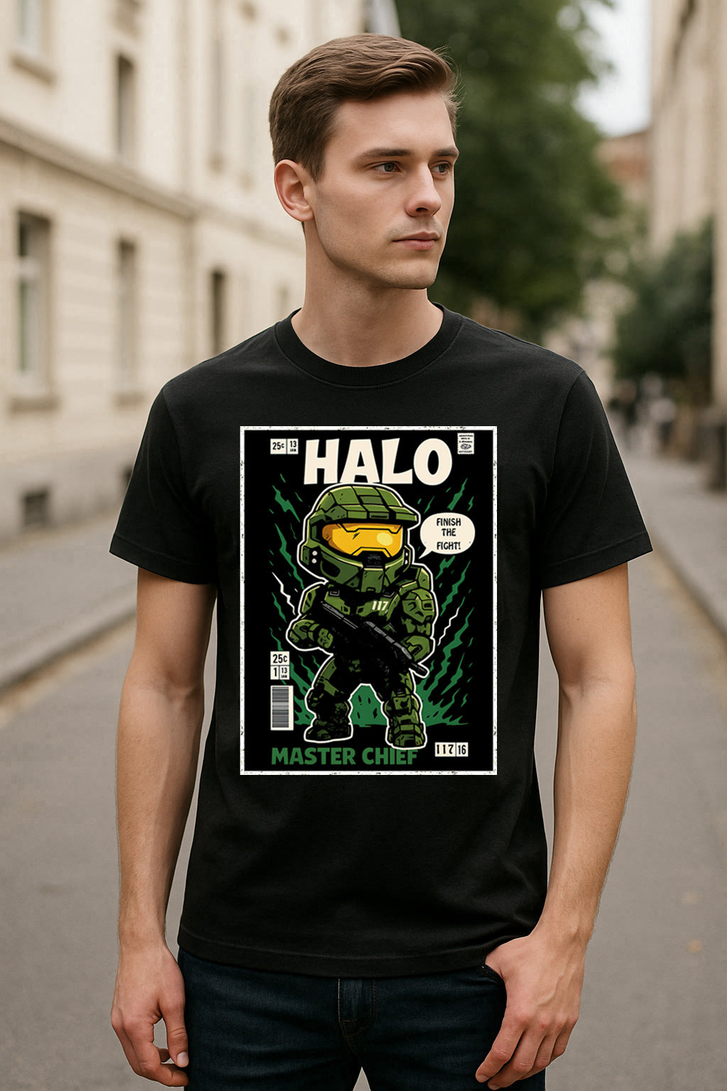 Master Chief Retro Gaming Unisex T-Shirt Halo Character Comic Tee