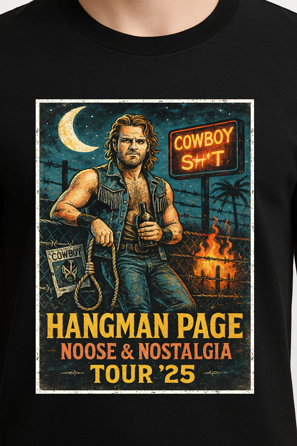 Hangman Page Noose & Nostalgia Tour ’25 Unisex T-Shirt – Cowboy Wrestling Graphic Tee