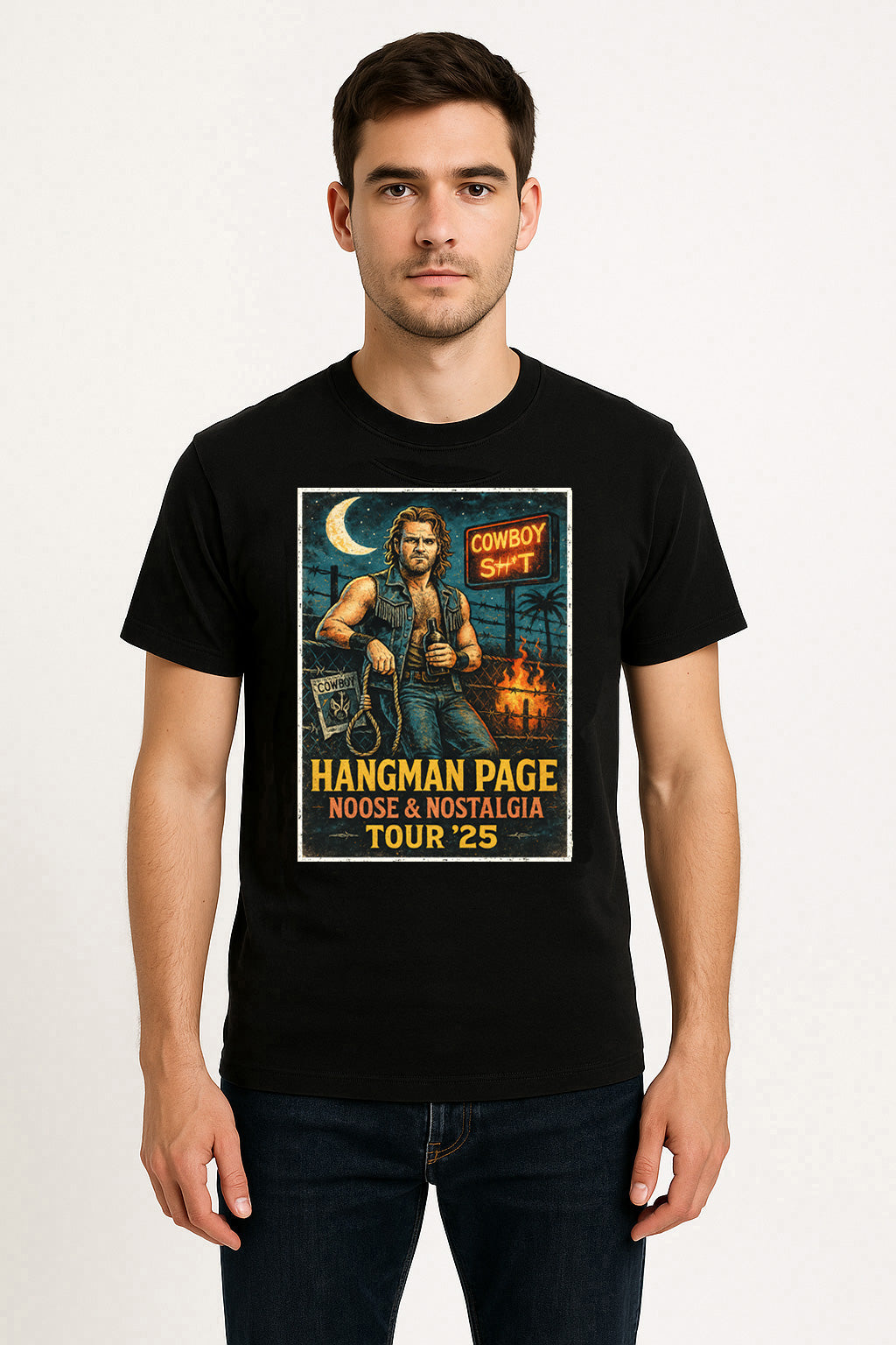 Hangman Page Noose & Nostalgia Tour ’25 Unisex T-Shirt – Cowboy Wrestling Graphic Tee