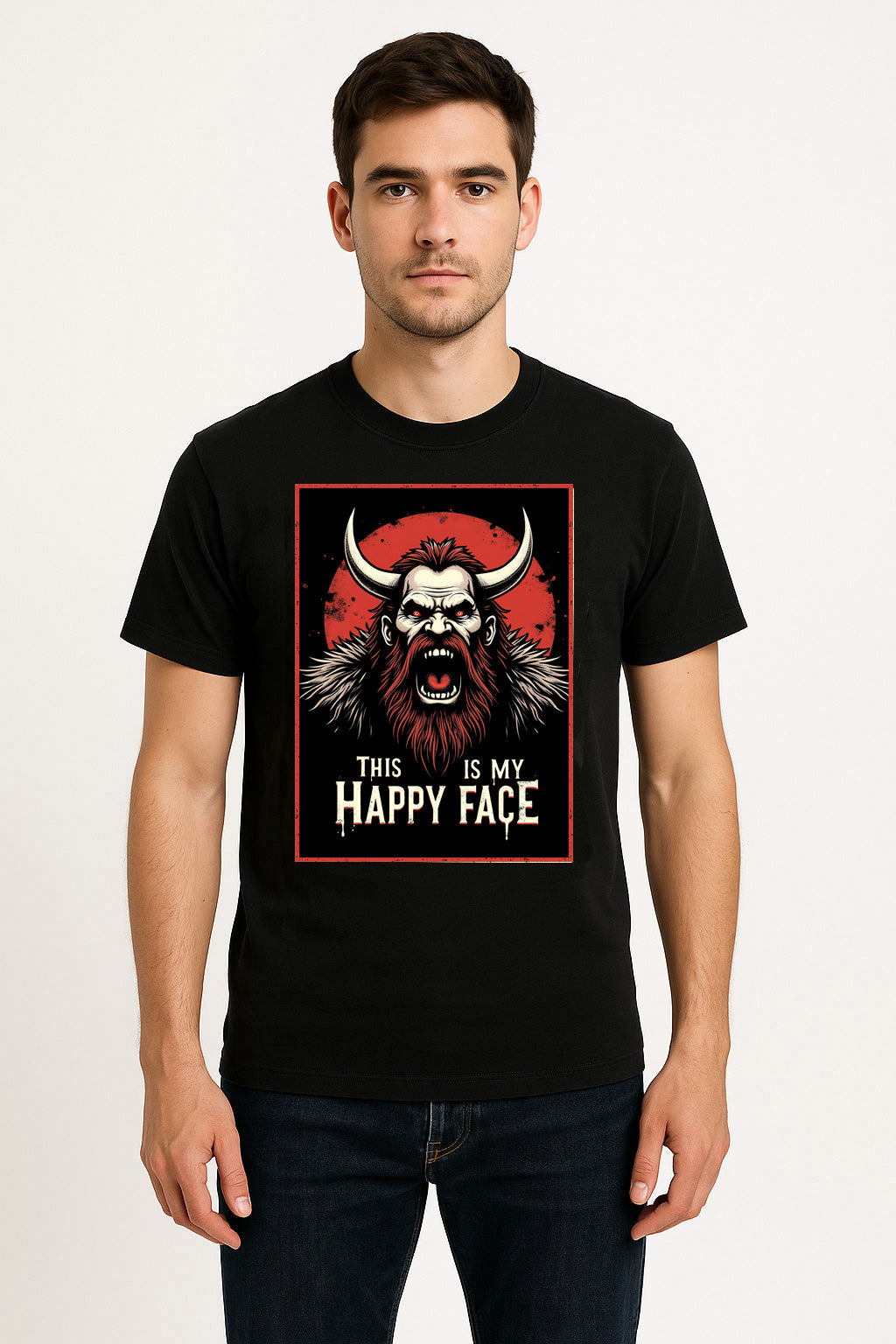 This Is My Happy Face Unisex T-Shirt – Viking Rage Warrior Barbarian Humor Graphic Tee