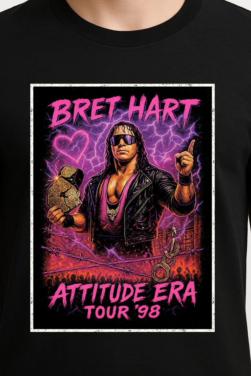 Bret Hart “Attitude Era Tour ‘98” Unisex T-Shirt – Retro Wrestling Legend Tee