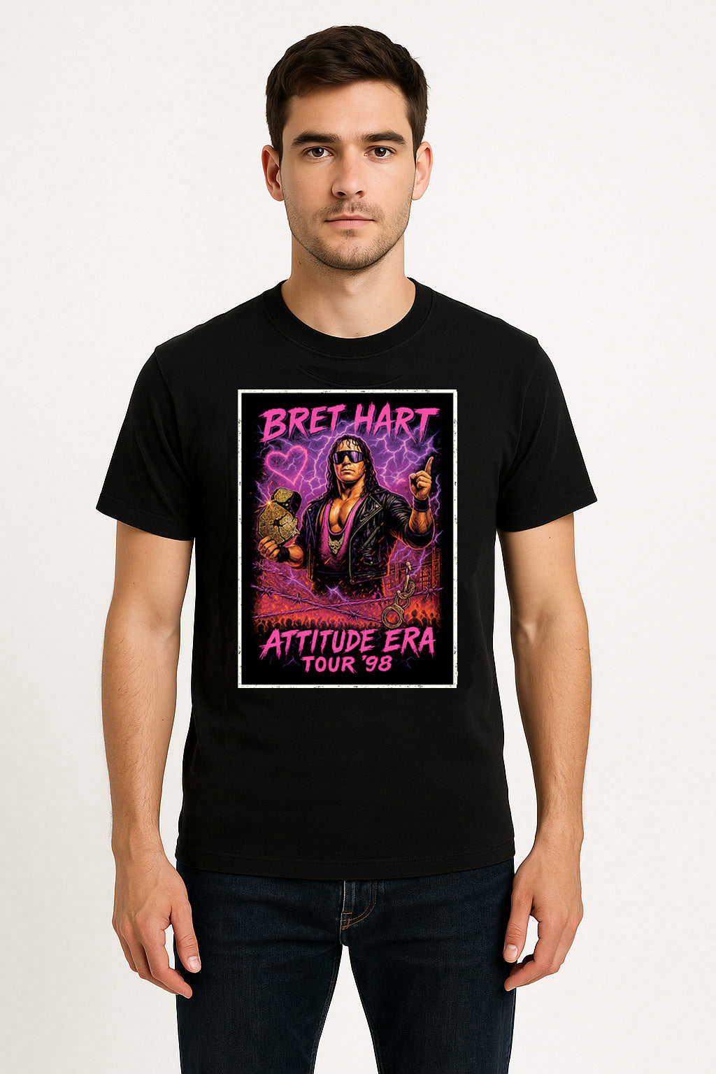 Bret Hart “Attitude Era Tour ‘98” Unisex T-Shirt – Retro Wrestling Legend Tee
