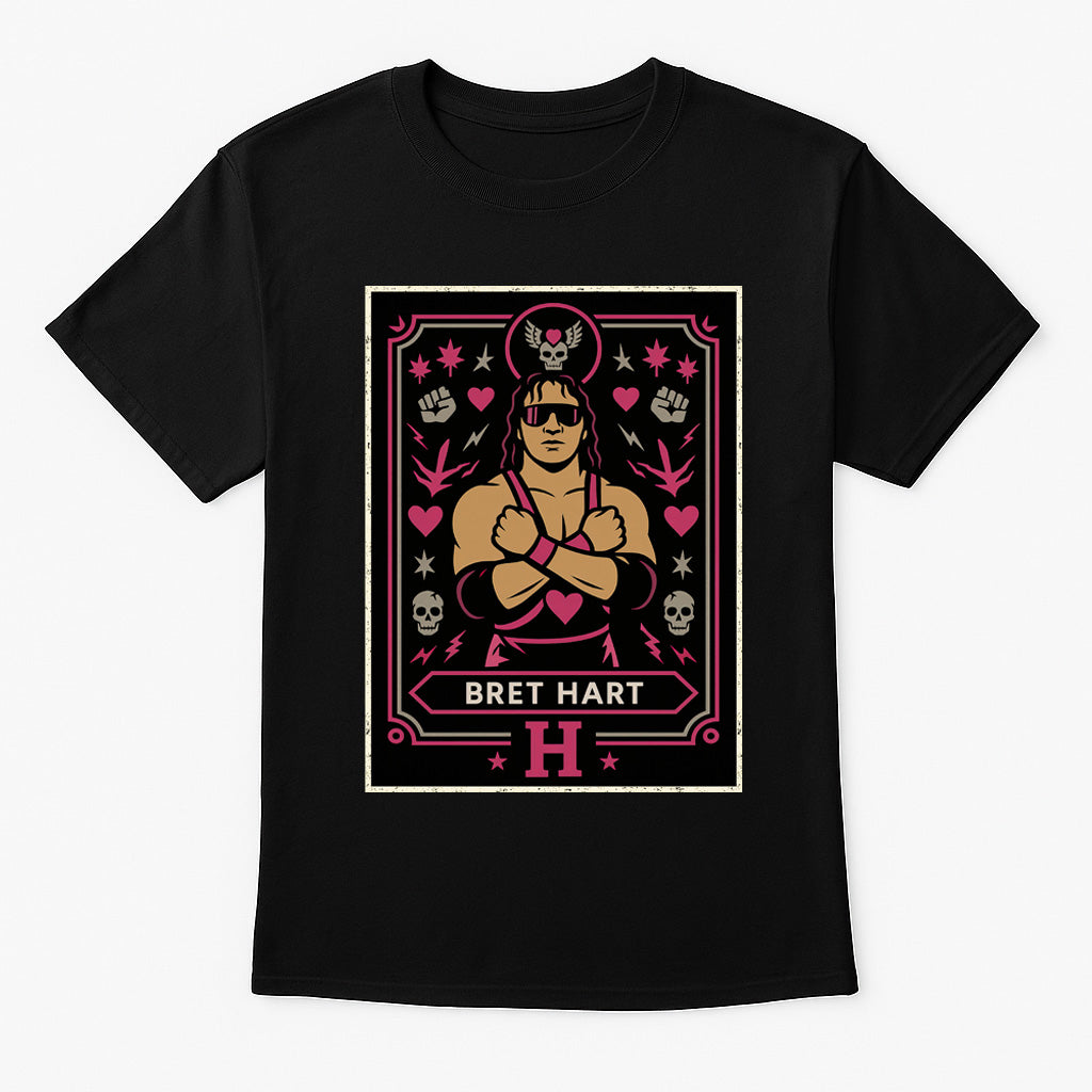Bret Hart Pink and Black Attack Retro Unisex T-Shirt Wrestling Legend Tee
