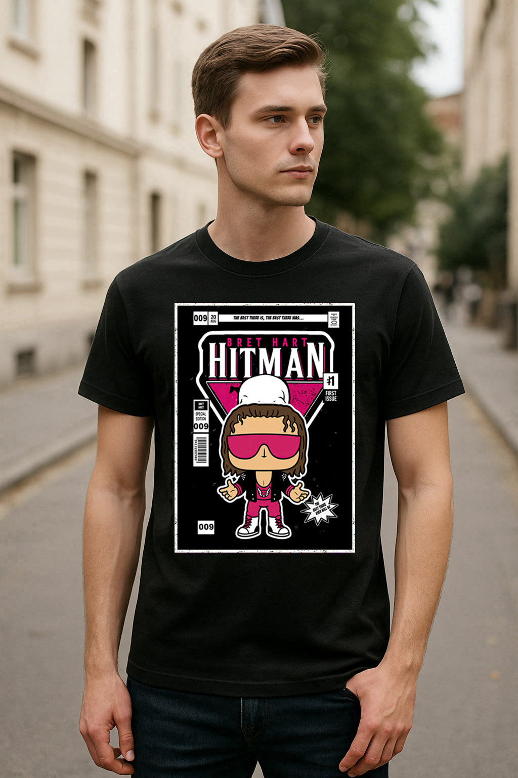 Bret Hart Hitman Comic Edition Funko Pop Retro Wrestling Unisex T-Shirt