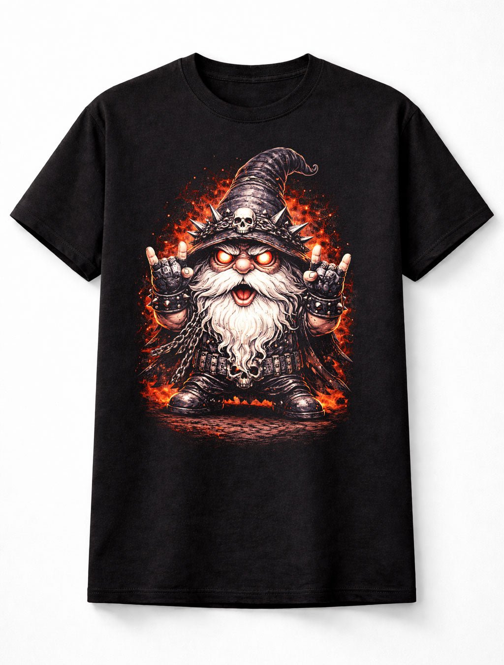 Heavy Metal Gnome Gothic Rock Fantasy Graphic Unisex T-Shirt