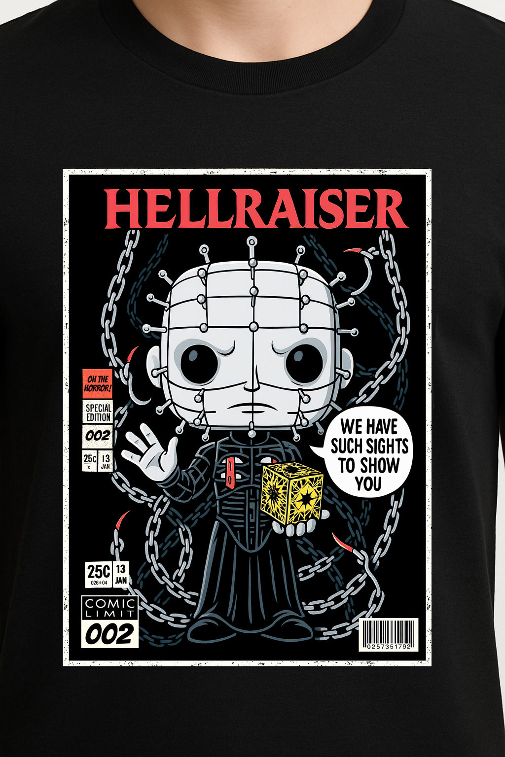 Hellraiser “Such Sights” Comic Graphic Tee – Horror Movie Pinhead T-Shirt