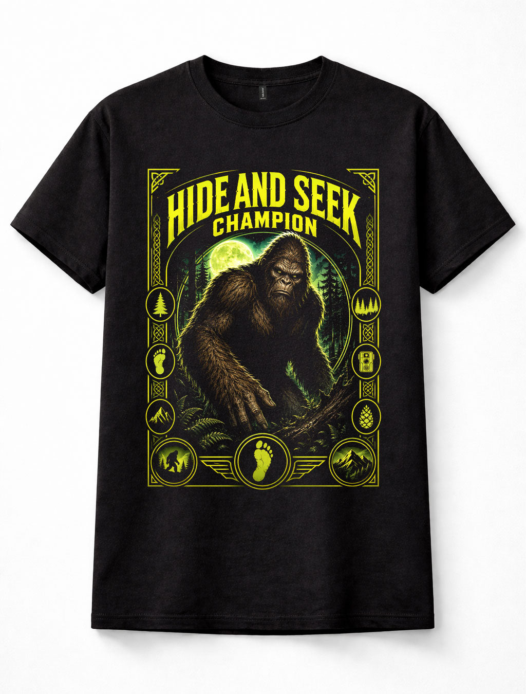 Bigfoot Sasquatch Hide And Seek Champion Cryptid Graphic Unisex T-Shirt