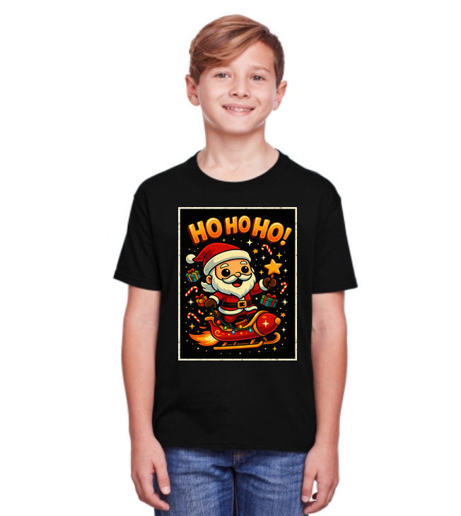 Ho Ho Ho Santa Rocket Sleigh Unisex Christmas T-Shirt or Hoodie