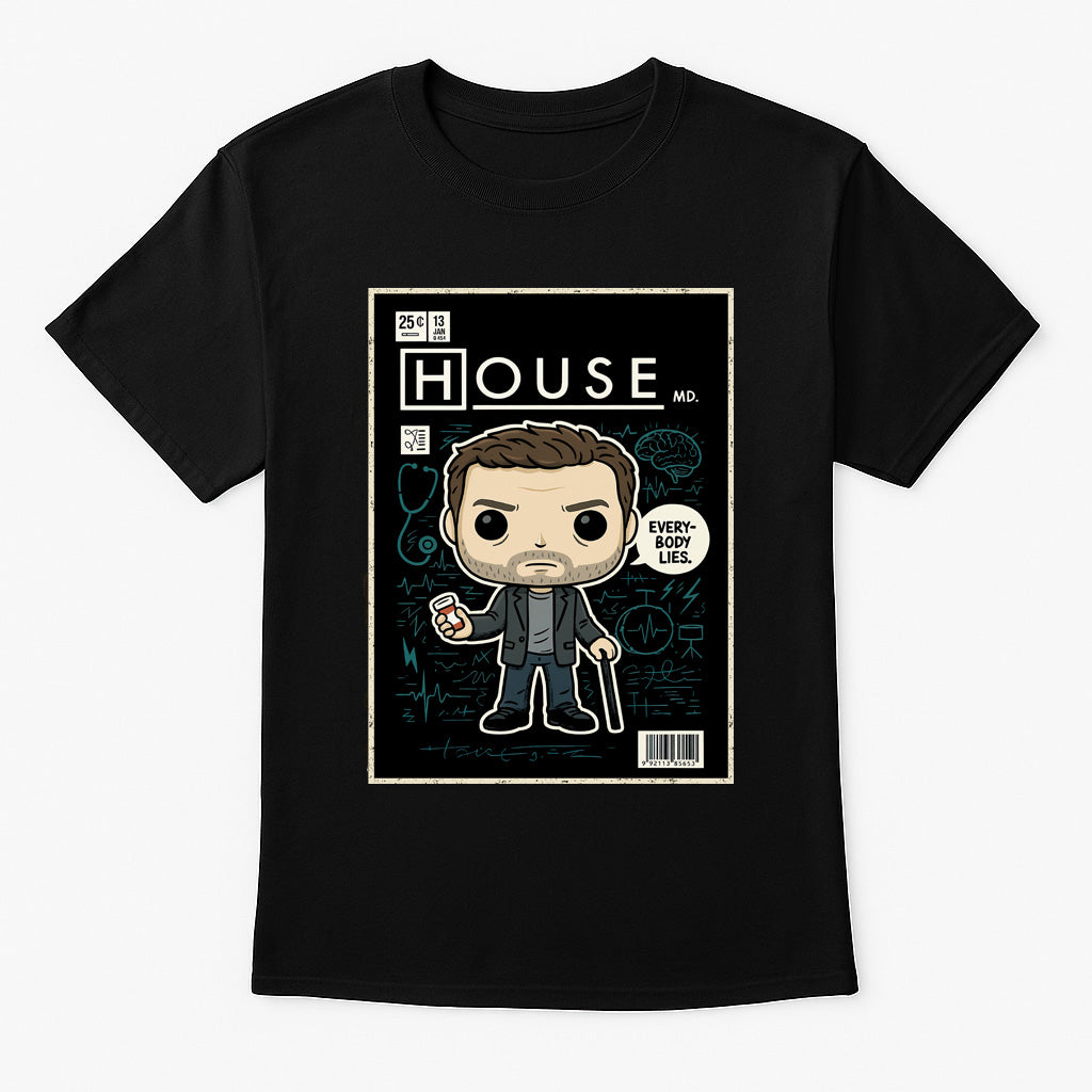 House MD “Everybody Lies” Unisex Comic T-Shirt – Iconic Medical Drama Fan Tee
