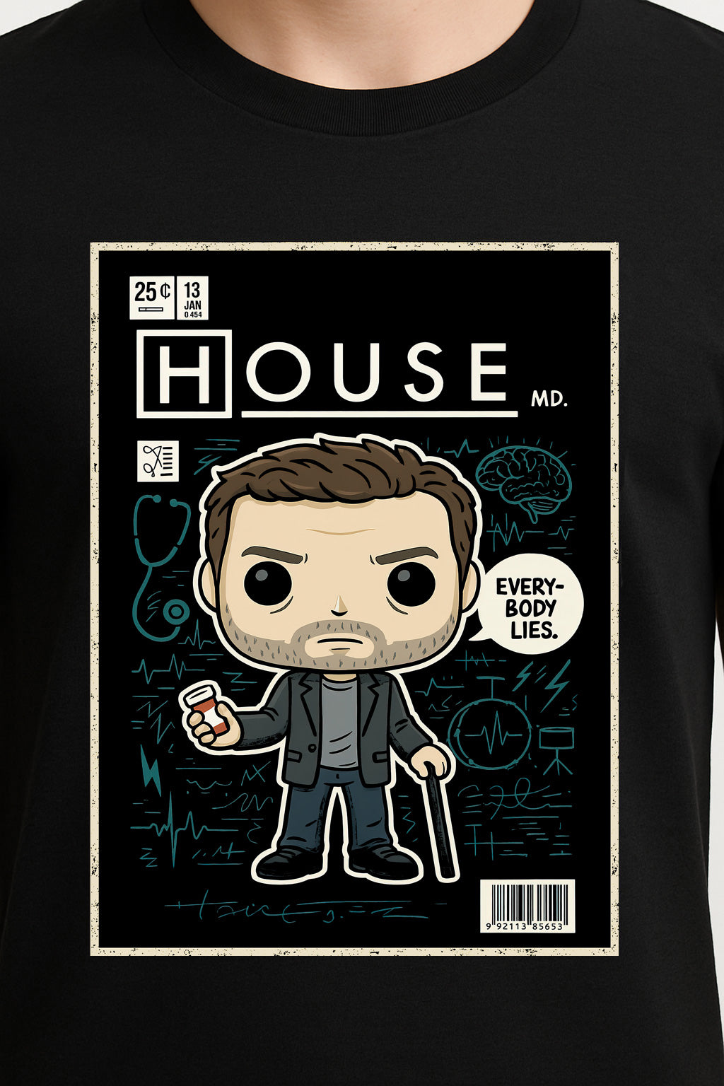 House MD “Everybody Lies” Unisex Comic T-Shirt – Iconic Medical Drama Fan Tee