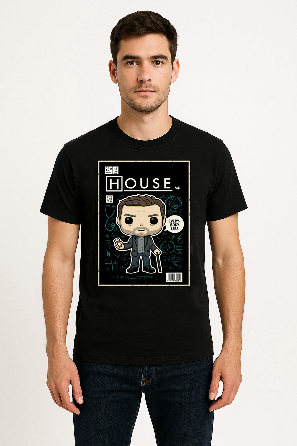 House MD “Everybody Lies” Unisex Comic T-Shirt – Iconic Medical Drama Fan Tee