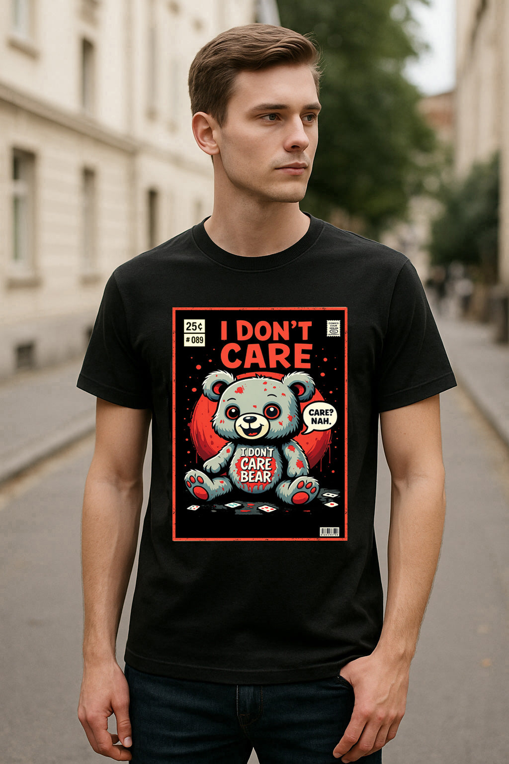 I Don’t Care Bear Unisex T-Shirt – Funny Anti-Social Cute But Savage Attitude Graphic Tee