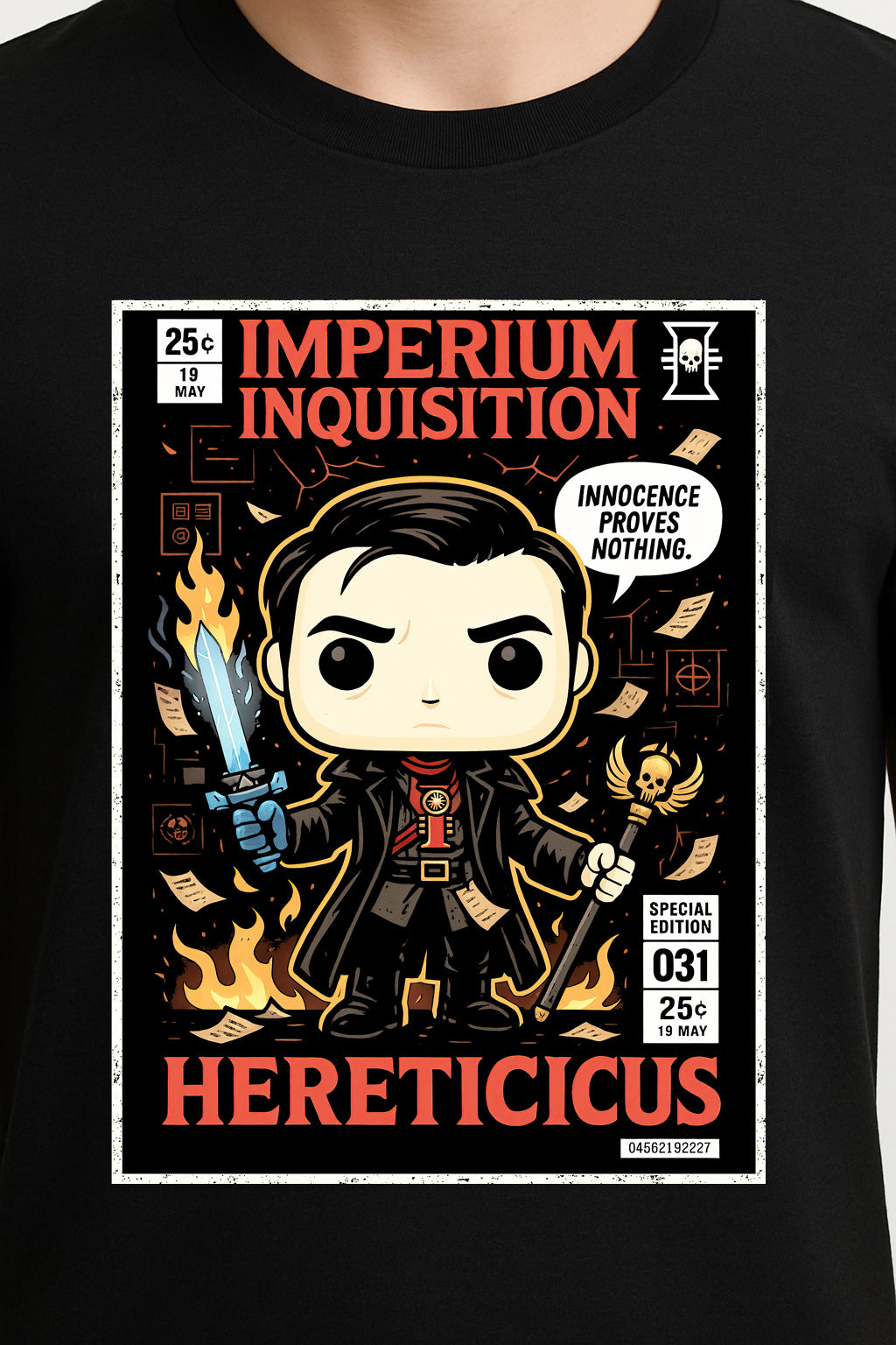 Warhammer 40K Imperium Inquisition Unisex T-Shirt – “Innocence Proves Nothing” Sci-Fi Tee