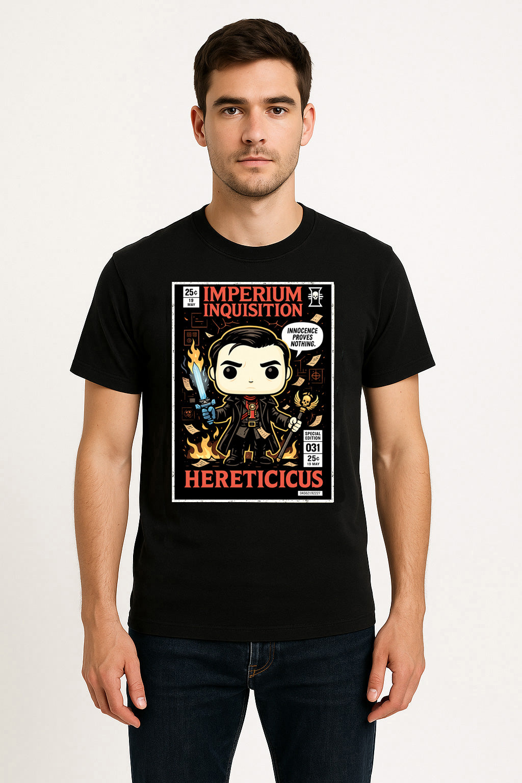 Warhammer 40K Imperium Inquisition Unisex T-Shirt – “Innocence Proves Nothing” Sci-Fi Tee