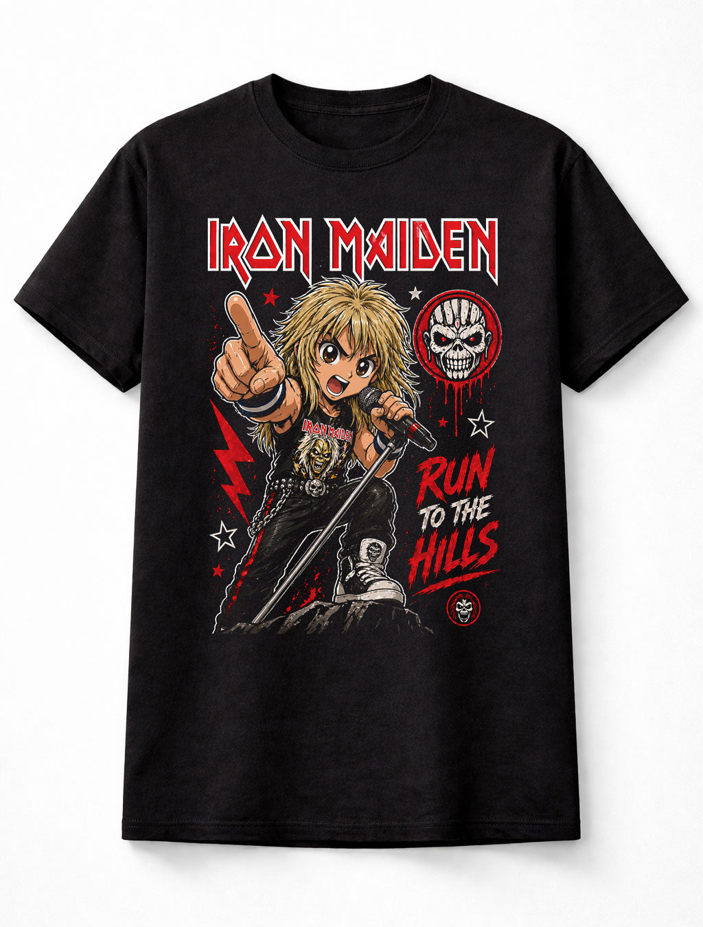 Iron Maiden Run To The Hills Eddie Heavy Metal Band Graphic T-Shirt Classic Rock Music Fan Tour Tee Adult & Kids Unisex T-Shirt