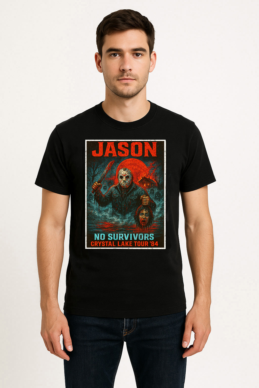 Jason Voorhees "No Survivors" Crystal Lake Tour ’84 T-Shirt – Classic Friday the 13th Horror Tee