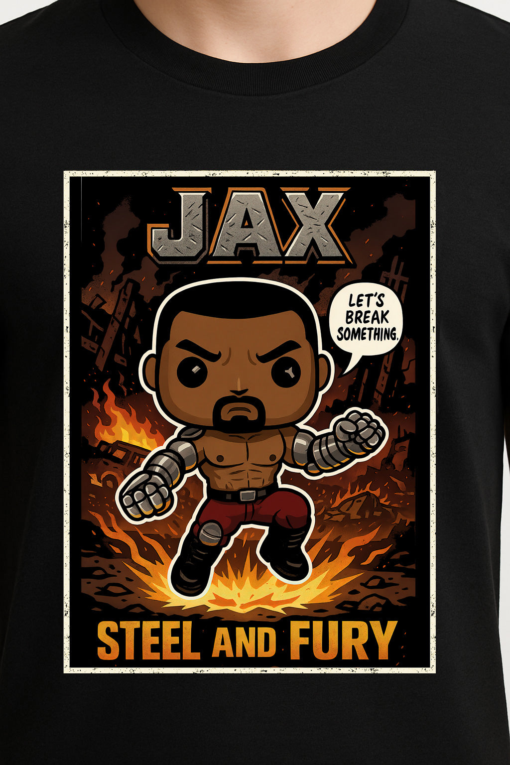 Mortal Kombat Jax “Steel and Fury” Unisex T-Shirt – Cybernetic Brawler Graphic Tee