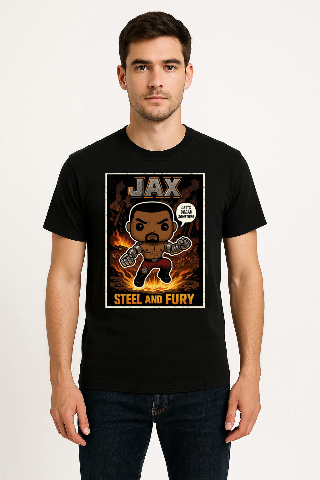 Mortal Kombat Jax “Steel and Fury” Unisex T-Shirt – Cybernetic Brawler Graphic Tee