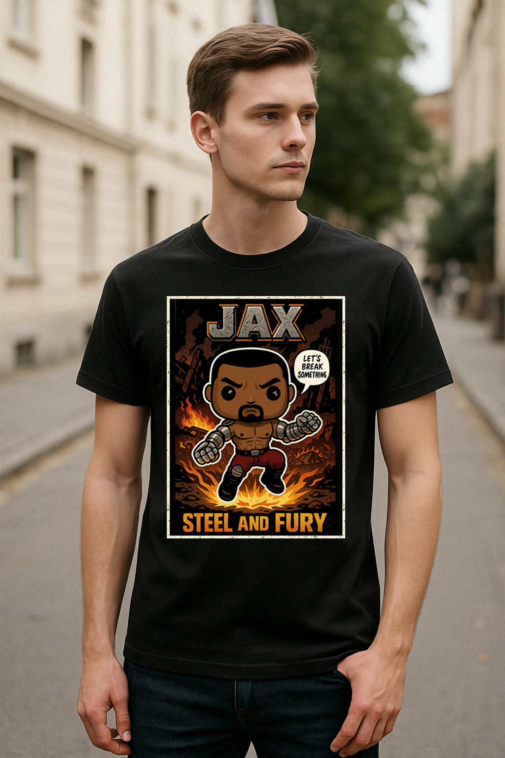 Mortal Kombat Jax “Steel and Fury” Unisex T-Shirt – Cybernetic Brawler Graphic Tee