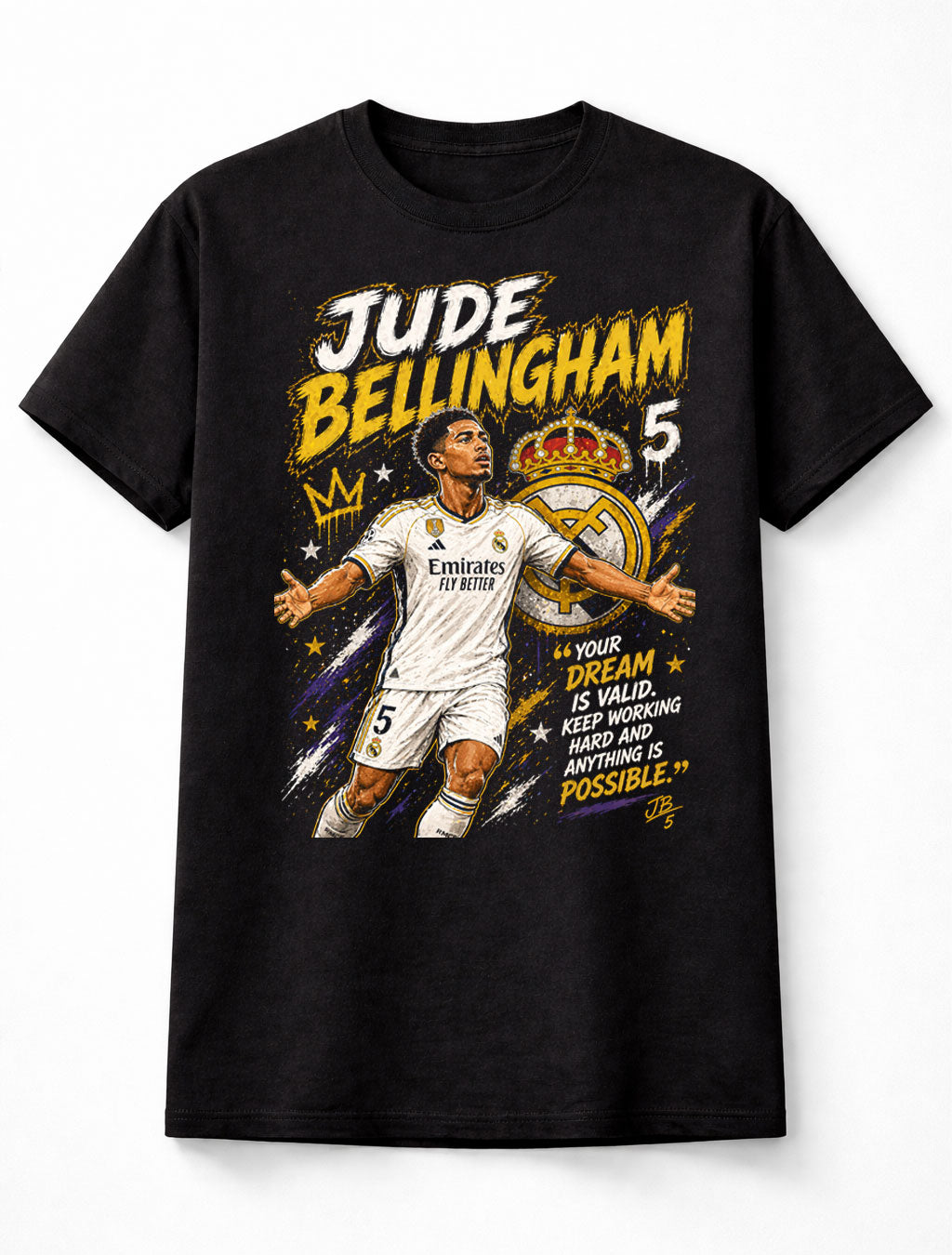 Jude Bellingham 5 Real Madrid Style Soccer Football Fan Graphic Tee Unisex Adults & Kids T-Shirt