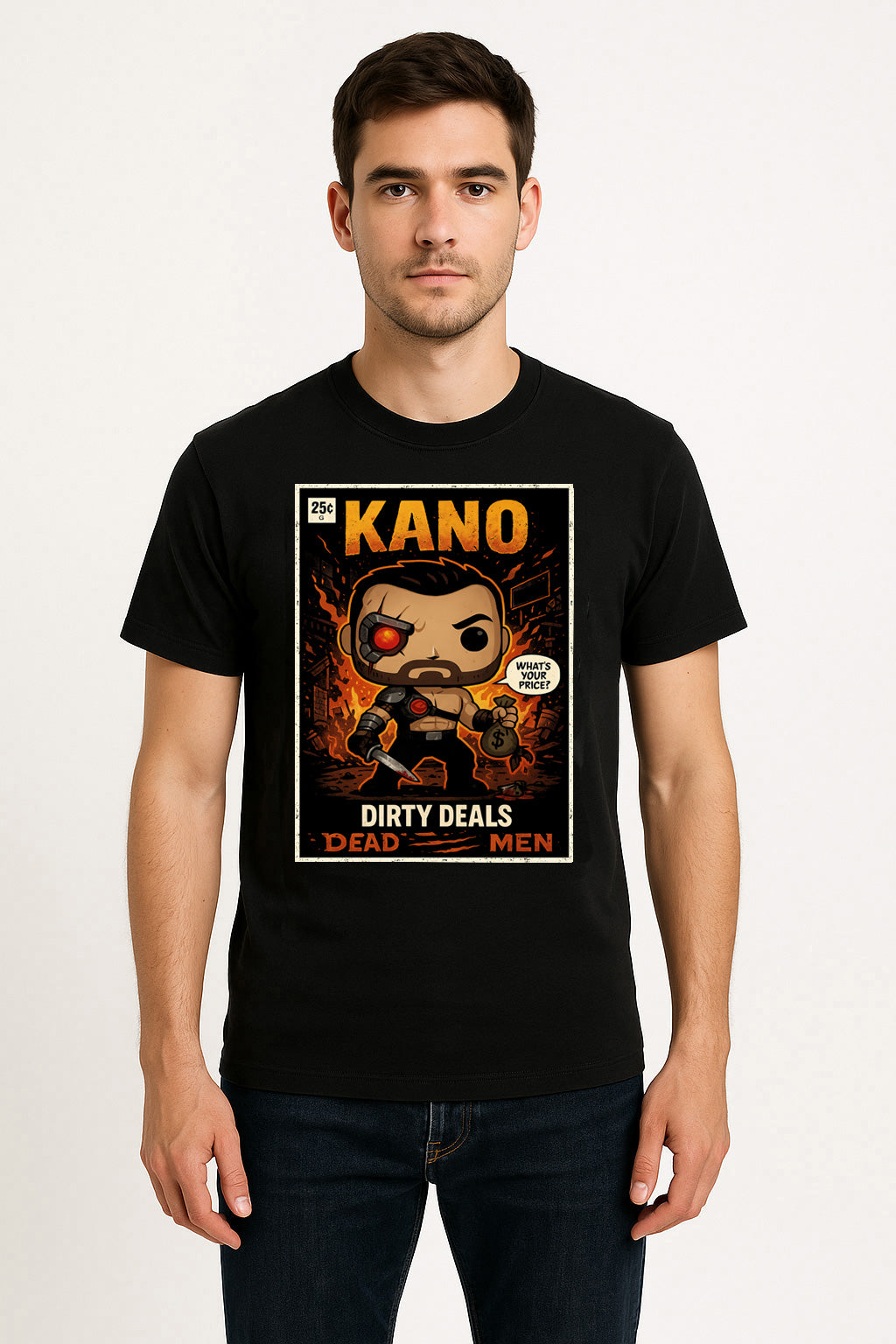 Mortal Kombat Kano “Dirty Deals” Unisex T-Shirt – Black Dragon Mercenary Fighting Game Tee
