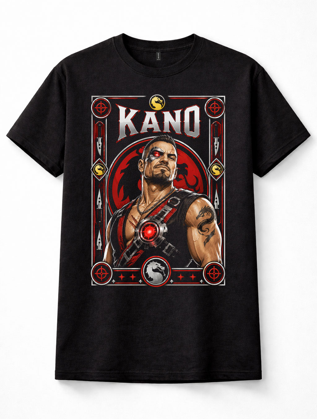Mortal Kombat Kano Black Dragon Cyborg Fighter Arcade Game Unisex T-Shirt