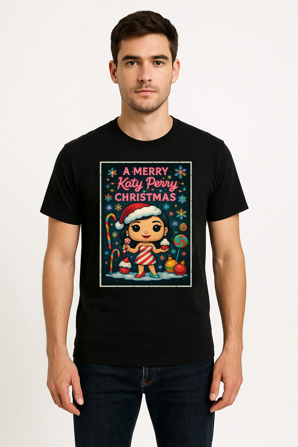 Katy Perry Merry Christmas Candy Pop Unisex Christmas T-Shirt or Hoodie