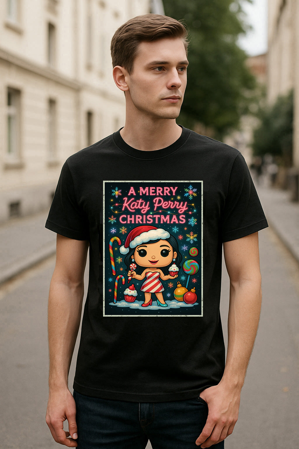 Katy Perry Merry Christmas Candy Pop Unisex Christmas T-Shirt or Hoodie