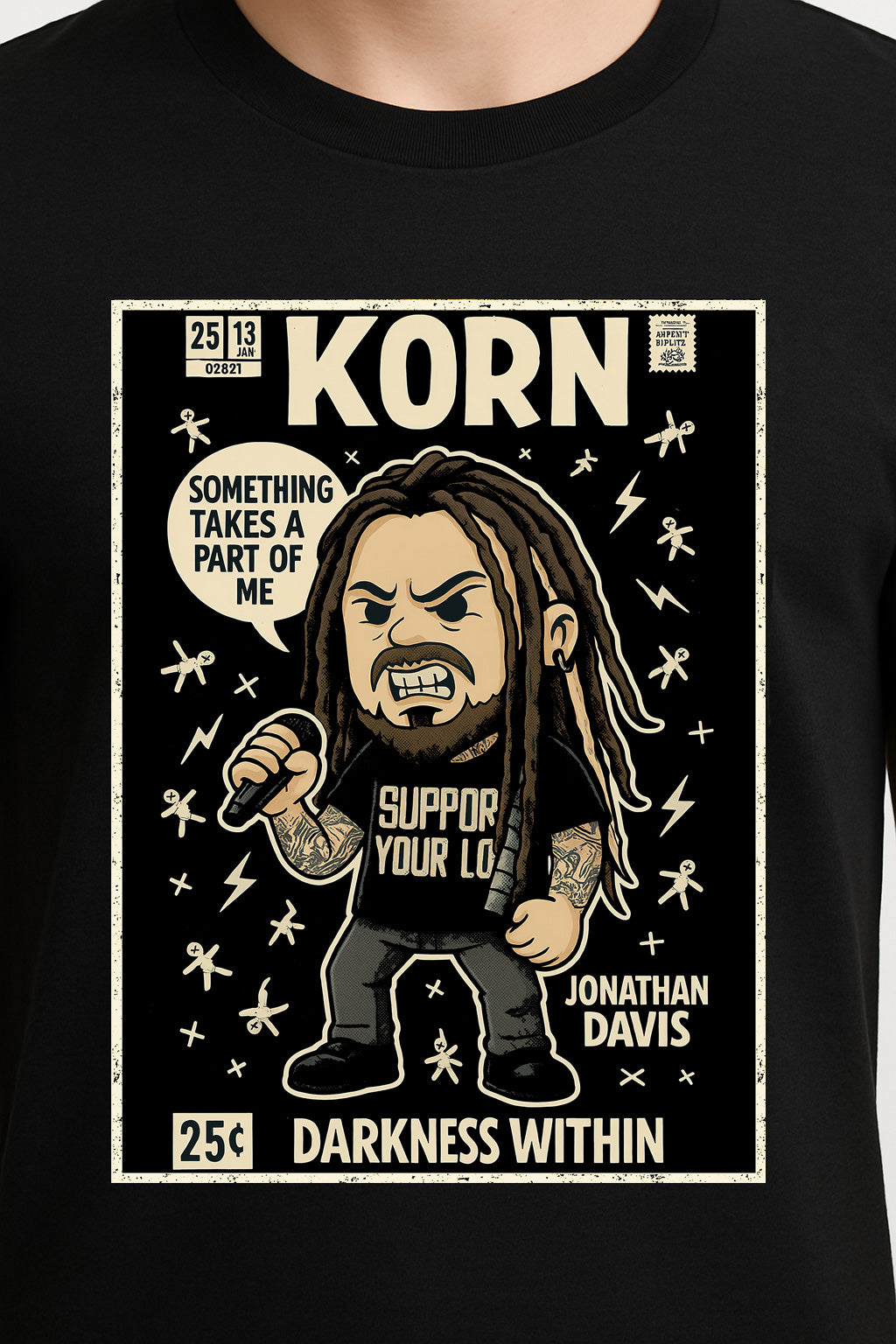 Korn “Darkness Within” Unisex T-Shirt – Comic Style Pop Art Nu Metal Band Graphic Tee