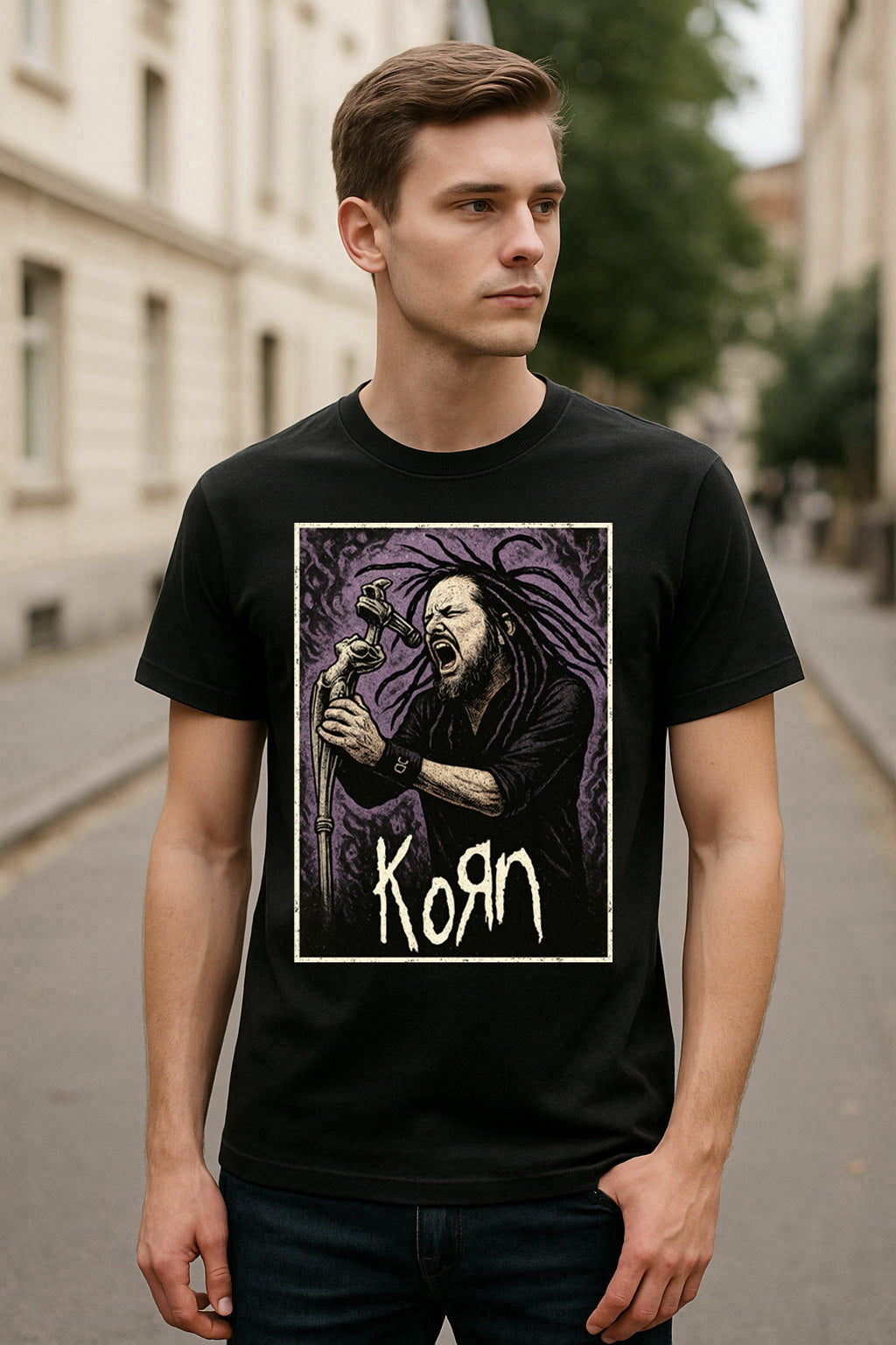 Korn – Mic Stand Unisex T-Shirt Nu-Metal Band Merch Tee