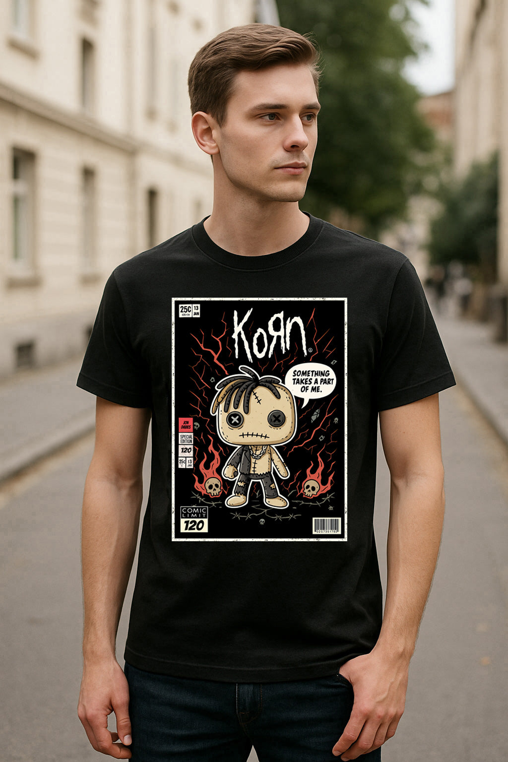 Korn “Something Takes a Part of Me” Unisex T-Shirt – Voodoo Doll Comic Style Band Tee