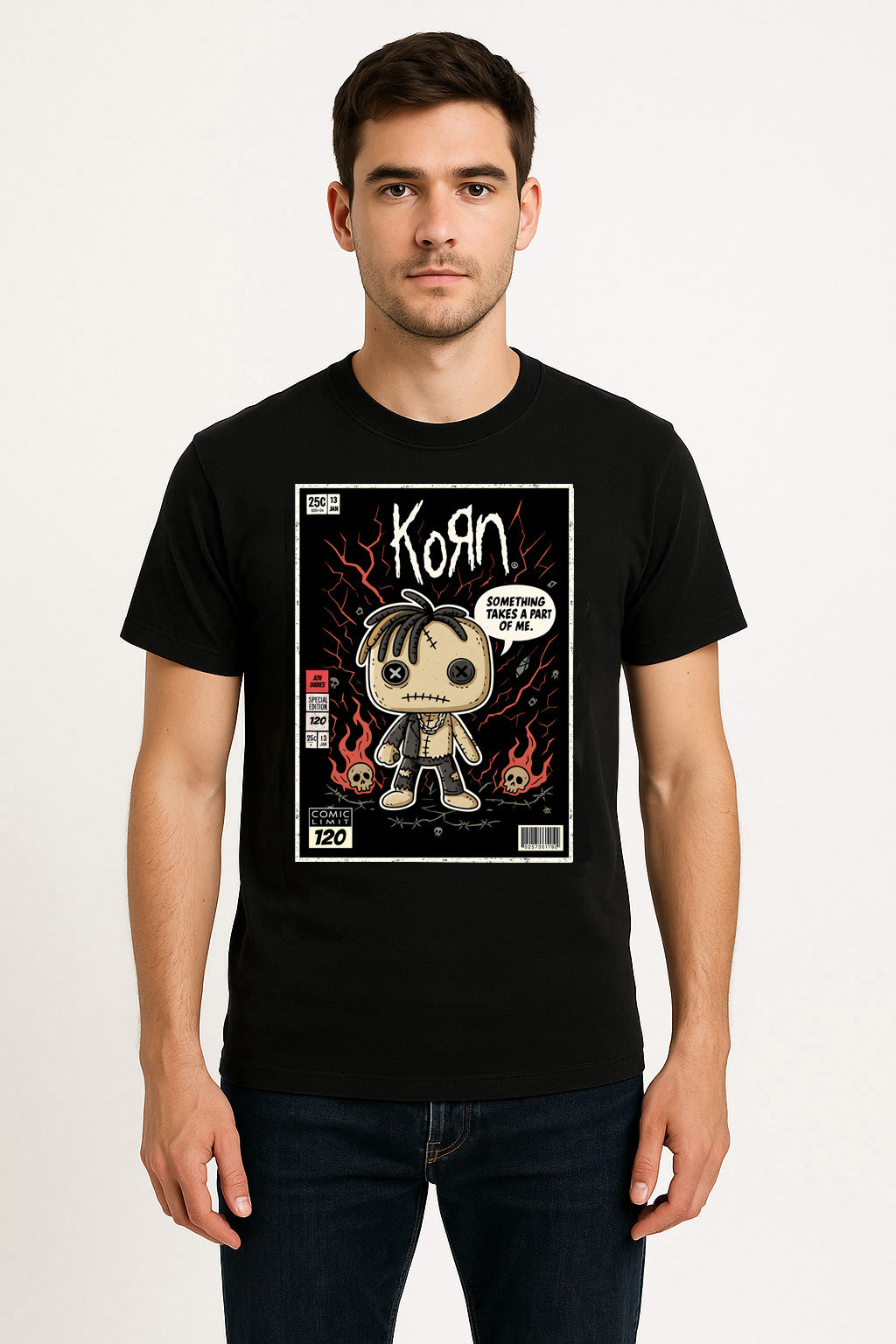 Korn “Something Takes a Part of Me” Unisex T-Shirt – Voodoo Doll Comic Style Band Tee
