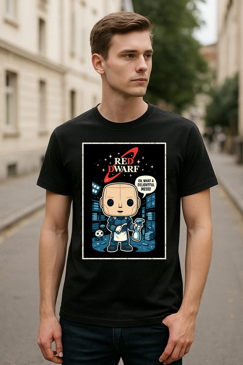 Red Dwarf "Kryten" Vintage Comic Style Graphic Tee – Classic Sci-Fi Android T-Shirt