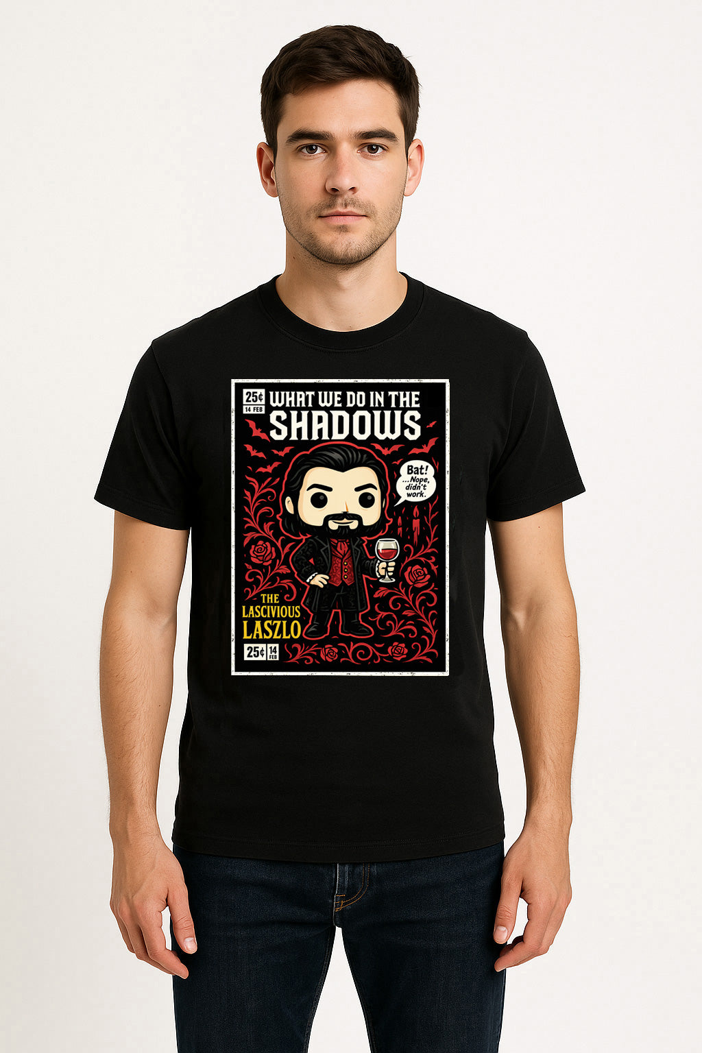 What We Do in the Shadows Laszlo Unisex T-Shirt – Gothic Vampire Comedy Pop Art Tee