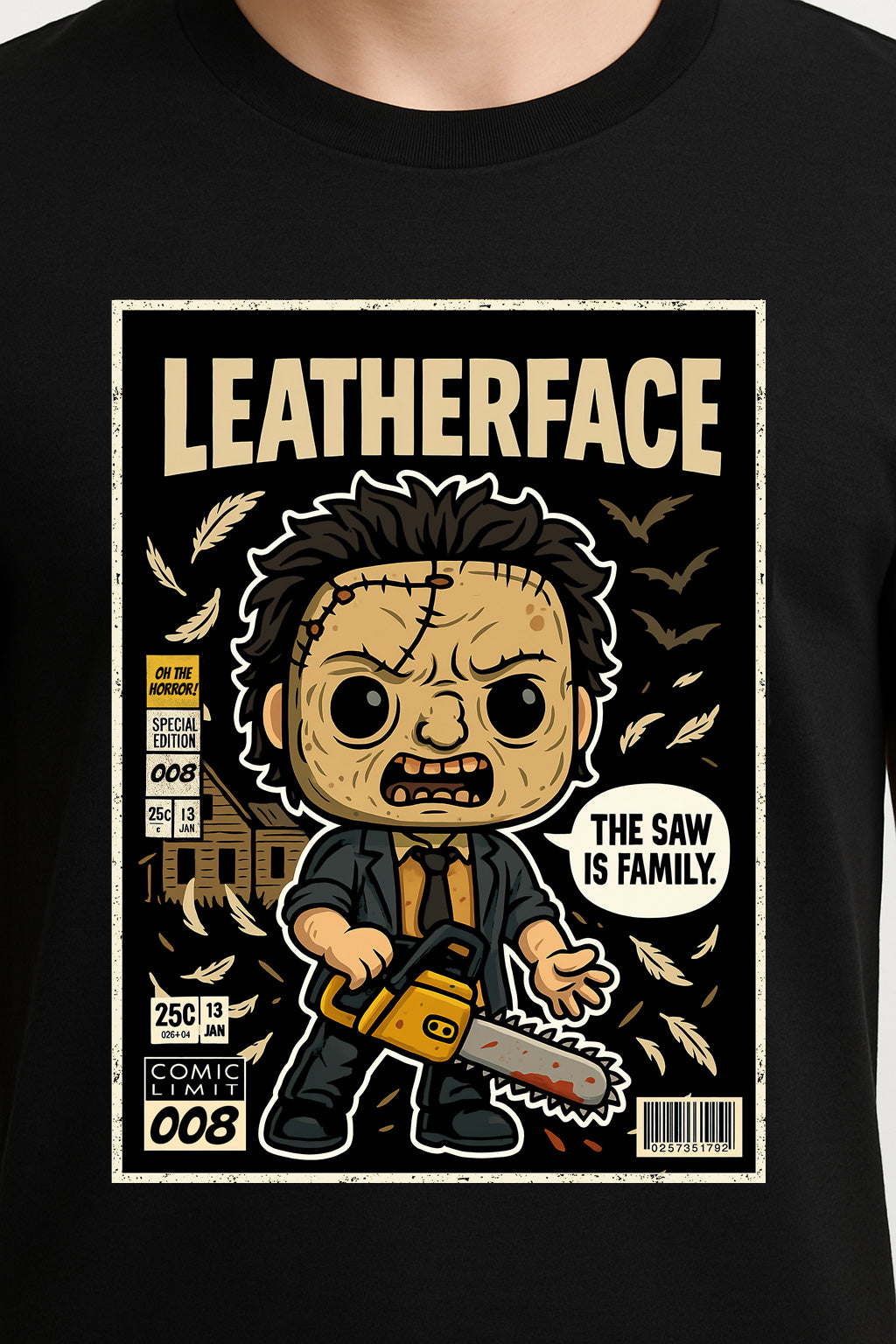 Leatherface Unisex Comic T-Shirt – Texas Chainsaw Horror Icon Classic Slasher Tee