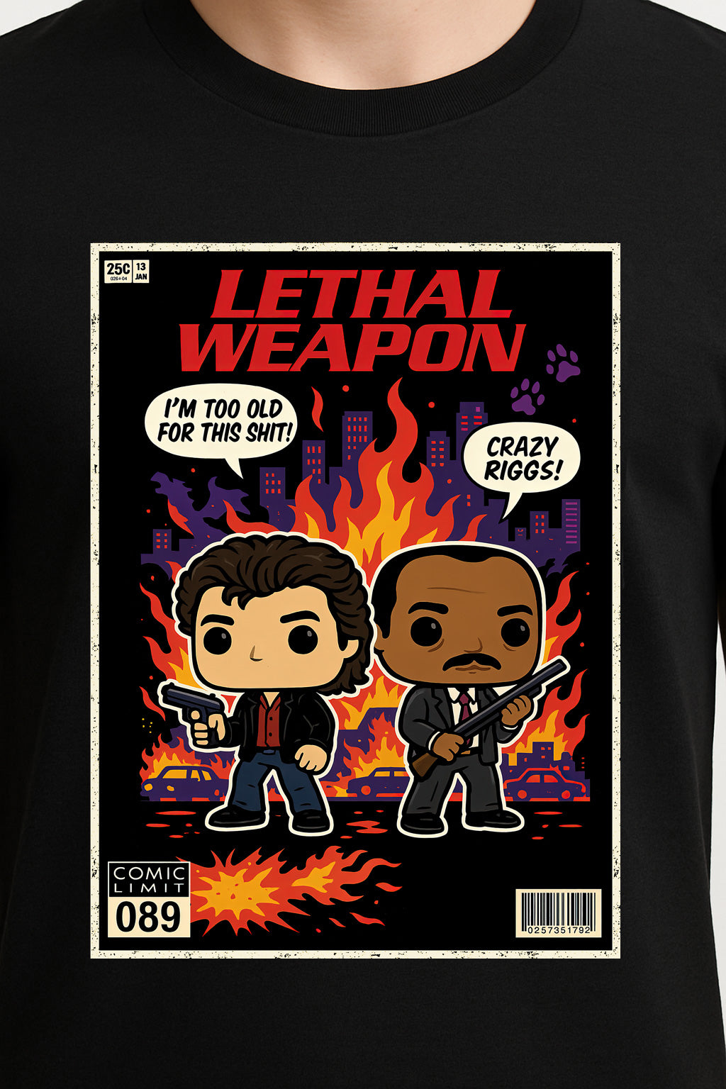 Riggs & Murtaugh Unisex Comic T-Shirt – Lethal Weapon Classic Action Movie Tee