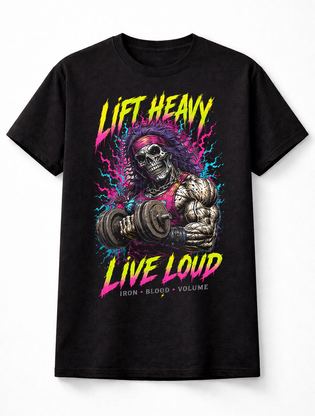 Lift Heavy Live Loud Skeleton Gym Horror Metal Unisex T-Shirt
